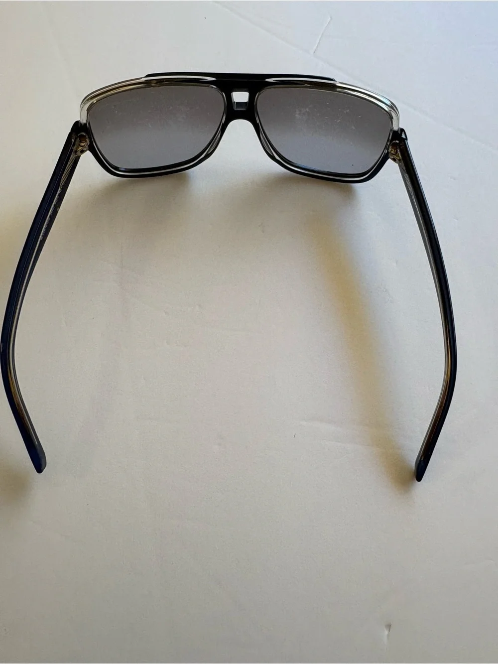 Christian Dior Black tie Aviator-Style Sunglasses in Dark Blue with Gray Lenses